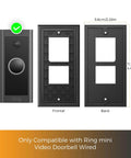 Adhesive Video Doorbell Mount For Video Doorbell Wired 2021 Release shown with mounting dimensions and front-back design view.