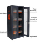 Heavy Duty CNC Tool Cabinet CAT40 Tool Holder Rack With ABS Buffering Liners Water Resistant Steel Workshop Storage System, opened view with tool holders.