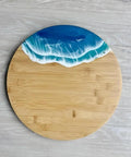 14 Inch Lazy Susan With Resin Wave Design And Wood Construction A Smooth Rotating Tray For Dining Tables Kitchen Counters