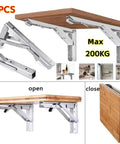 Heavy Duty Folding Triangle Shelf Brackets Set Two Pack Adjustable Wall Mount Brackets For Shelves And Benches With Screws Silver 10 Inch