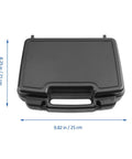 Badass Plastic Toolbox Portable Tool Case With Detachable Storage Tray And Super Grippy Handle top view with dimensions 9.82 in x 8.25 in.