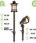 8 Pack Low Voltage LED Landscape Lighting Kit For Outdoor Yard Shine, 12V To 15V Pathway And Flood Lights, die cast aluminum