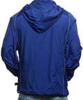Back view of Men's G-Force 638 Lightweight Jacket with mesh ventilation, hidden hood, Raglan sleeves in royal blue.