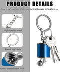 Hella Dope Two Pack Gearbox Keychain featuring six speed manual shifter shape in black and blue, showcasing keyring details.
