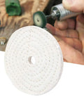 White Cotton Buffing Wheel For Jewelry And Metal Polishing 4 Inch Pro Grade Shine With Mirror Finish Safe On Jade Use With Polishing Paste