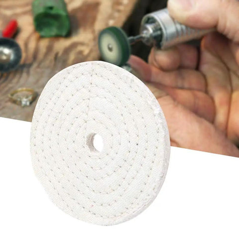 White Cotton Buffing Wheel For Jewelry And Metal Polishing 4 Inch Pro Grade Shine With Mirror Finish Safe On Jade Use With Polishing Paste