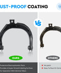 Comparison of rust-proof and non-rust-proof upper control arms for 02-09 Chevy Trailblazer, GMC Envoy, and similar models.