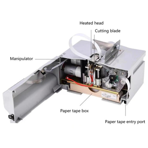 Compact Automatic Paper Strapping Machine With Counting Function features internal components including heated head and cutting blade