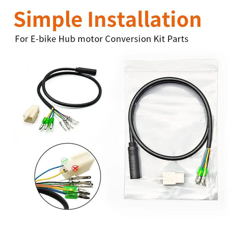 Waterproof 9 Pin Ebike Extension Cable For Controller To Motor, 60cm 130cm 160cm Length, 36V 48V 52V 250W-1200W Conversion Wire With Sealed Connector And Hall Sensor Leads