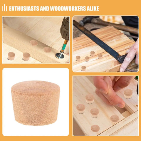 50 Piece Wooden Plug Replacement Set For Woodworking And Home Decor used in DIY projects with khaki plugs for repair