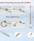 Pro Grade Stainless Steel Body Jewelry Insertion Taper Tool Set For 14G To 20G Piercing With Threadless Pins And Threaded Ball Grabber
