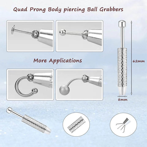 Pro Grade Stainless Steel Body Jewelry Insertion Taper Tool Set For 14G To 20G Piercing With Threadless Pins And Threaded Ball Grabber