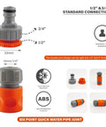 Diagram of Four Piece Quick Connect Hose Fittings Set In Half Inch And Three Quarter Inch ABS Hose Connector for garden use