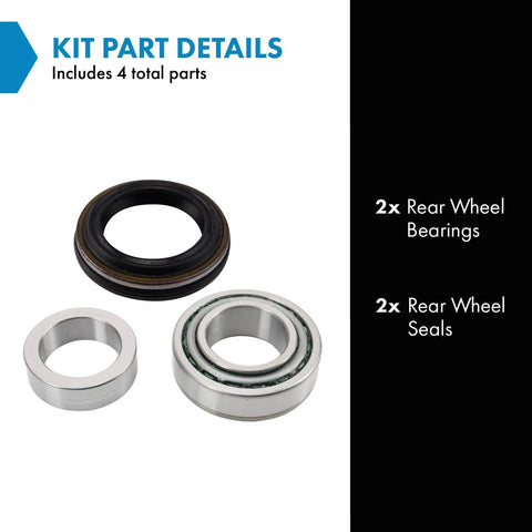 Image showing parts of Rear Wheel Bearing And Seal Kit For 1998 2004 Jeep Grand Cherokee 2001 Cherokee And 2002 Liberty Includes Two Rear Wheel Bearings And Two Seals For Easy DIY Replacement.