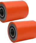 2Pcs Load Wheel Set Replacement For Toyota 8HBW23 Electric Pallet Jack Lift Truck. Heavy duty orange nylon casters.