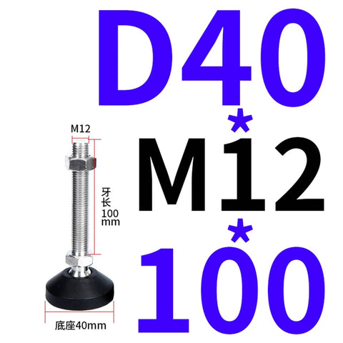 Rock Solid Heavy Duty Furniture Leveling Feet Four Pack Adjustable Articulating Threaded Cabinet Support Glides D40M12 with 100mm height.