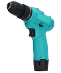 12V Cordless Drill Driver Boasting Hella Torque Up To 52 Newton Meters Quick Change Chuck in teal color, side view.