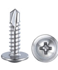 Number Eight Truss Head Self Tapping Screws For Sheet Metal 410 Stainless Steel Fasteners One Half Inch close-up view