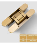 Hidden Invisible Door Hinges For Furniture Fittings With 40kg 80kg Load Capacity One Color Finish close-up view in sand gold.