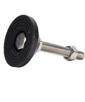 M16 Adjustable Leveling Feet For Furniture And Equipment, Nylon Base With Stainless Steel Threaded Rod, 80mm Rubber Base, Side View