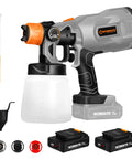 Cordless 20V Paint Sprayer Gun With Dual Batteries, HVLP Sprayer, Three Spray Patterns, Adjustable Valve Knob, Durable Gray Finish