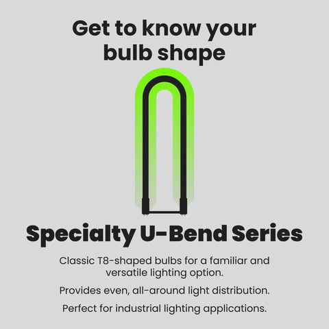 Graphic of U-Bend LED Tube Light 15W T8 Replaces 32W Fluorescent U-Bend, 2100 Lumens Cool White 4000K series