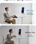 Comparison of ergonomic typing with and without Under Desk Keyboard Tray With C Clamp Mount, 26.5 Inch Wide Sliding Keyboard And Mouse Tray.