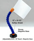 Two Pack Magnetic Base Machine Safety Guards with 12 x 8.5 inch clear polycarbonate shield on 15 inch flexible hose arm