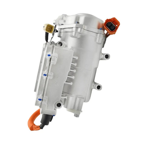 Heavy Duty Electric AC Compressor Direct Swap For Byd Qin Ev Replaces Oe Ha2em8103020 showcasing aluminum body and connections.