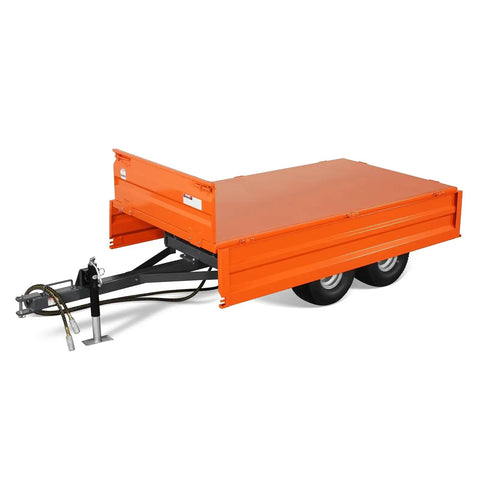2 Ton Hydraulic Dump Cart With Tail Light For Farm And Garden DT4X8 orange trailer side view
