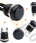 Multiple views of 12mm Momentary Push Button Switch Waterproof IP65 Black Aluminum Alloy Shell Pre Wired 5 Pack Tough As Nails Normally Open