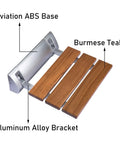 Folding Shower Seat Wall Mounted Bench Teak Wood Chair With 350 Lb Capacity Water Repellent Lacquer Finish Aluminum Bracket