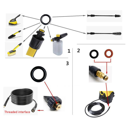 Pro Grade Pressure Washer O Ring Kit 2.640-729.0 Rubber Seals for K3 hose nozzle connections and hydraulic systems detail