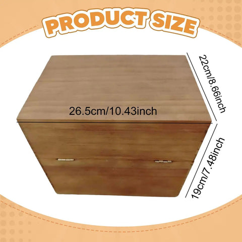 Top view of the Badass Wooden Storage Box Featuring Twenty Four Compartments For Essential Oils And Perfume Collections with size dimensions.