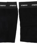 Ice Hockey Shin Guard Tight Sleeves For Senior, Adult, And Junior Players in black fabric with logo, side-by-side view