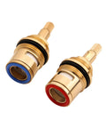 Faucet Cartridge Replacement Ceramic Disc Valve For Three Quarter Inch Taps Brass Body 20 Spline Quarter Turn Red And Blue Indicator
