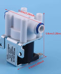 DC 12V Solenoid Valve Normally Closed For Water Purifier And Filter Systems with copper coil and plastic body, shown with dimensions