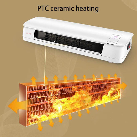 2000W Electric Space Heater Packed With PTC Ceramic Core And Smart Remote Timer For Bathrooms Or Bedrooms, showing PTC ceramic heating design.