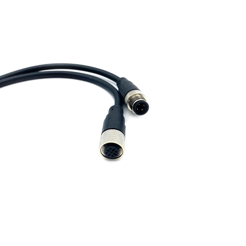 Industrial M12 4-Pin A-Code Straight Male To Female Connector Cable 1 Meter PVC AWG22 250V 4A close-up view