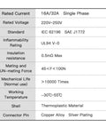 Specifications sheet for Heavy Duty Type 2 To Type 1 EV Charger Adapter 32A 7KW IP55 Weatherproof features and ratings.