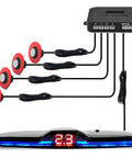 Rear Parking Sensor System With Built In Ultrasonic Sensors, Four Sensor Setup, LED Distance Display, Audible Warning Buzzer