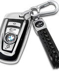 BMW Key Fob Cover With Soft TPU Case Advanced Silver Key Box For X1 X3 X5 X6, shown with key chain set and fob protector
