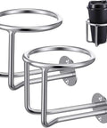 Two Pack Ring Style Cup Holders in 316 Stainless Steel Built for Saltwater Tough Marine Grade Wall Mount Drink Caddy for Boats RVs Yachts and More Universal Fit for Bottles Cans Mugs and Cups Indoor Outdoor Ready