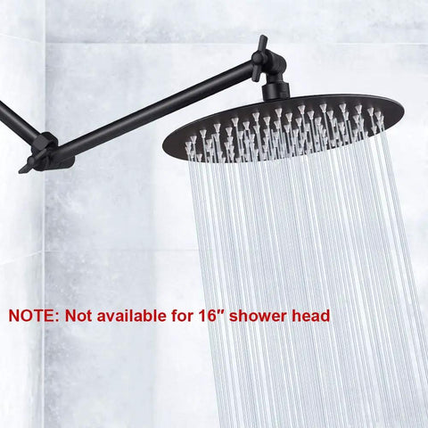 Adjustable Shower Arm 11 Inch Matte Black With Universal Connection Extension Arm Pouring Water No 16 Inch Head Compatibility