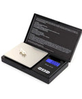Mini Stainless Steel Digital Pocket Scale 0.01g To 500g With Tare Function Blue Backlit LCD Portable Gram Balance open lid view