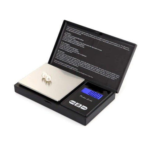 Mini Stainless Steel Digital Pocket Scale 0.01g To 500g With Tare Function Blue Backlit LCD Portable Gram Balance open lid view