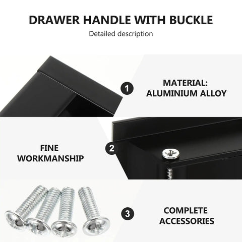 Close-up of black aluminium 2 Pack Invisible Embedded Cabinet Handles for Flush Mount, showing material, workmanship and screws