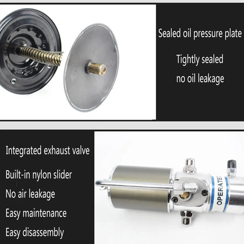 Portable 5 Gallon High Pressure Pneumatic Grease Pump Kit with sealed oil pressure plate and integrated exhaust valve