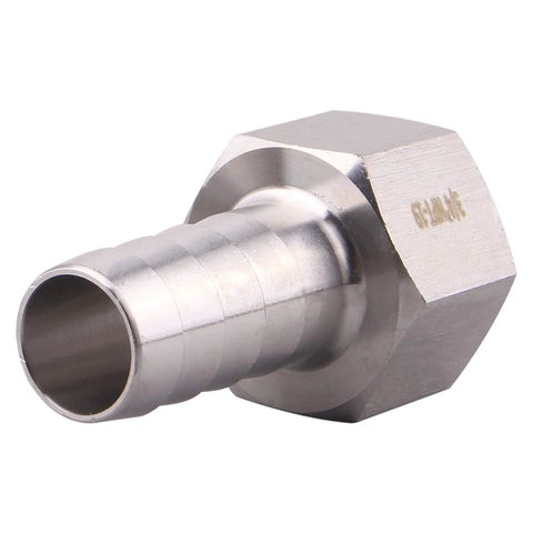 3/4 in barbed hose to 3/4 in NPT female stainless steel fitting, 304 SS