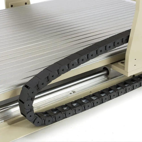 Cable chain on the Beefy 4 Axis USB CNC 6090 Router Ball Screw Milling Machine Engraver for Wood Aluminum and Acrylic with Handwheel and 1.5kW VFD